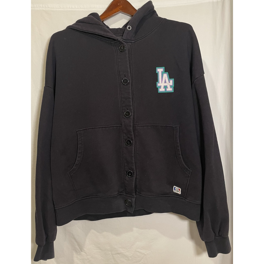 MLB Like LA Los Angeles Dodgers Baseball Button-Up Sweatshirt Black - M